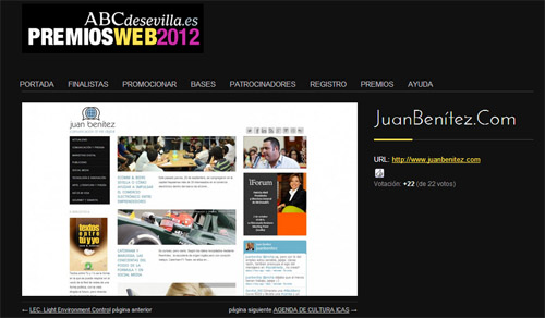 juanbenitez.com finalista en los Premios Web 2012 de ABC de Sevilla
